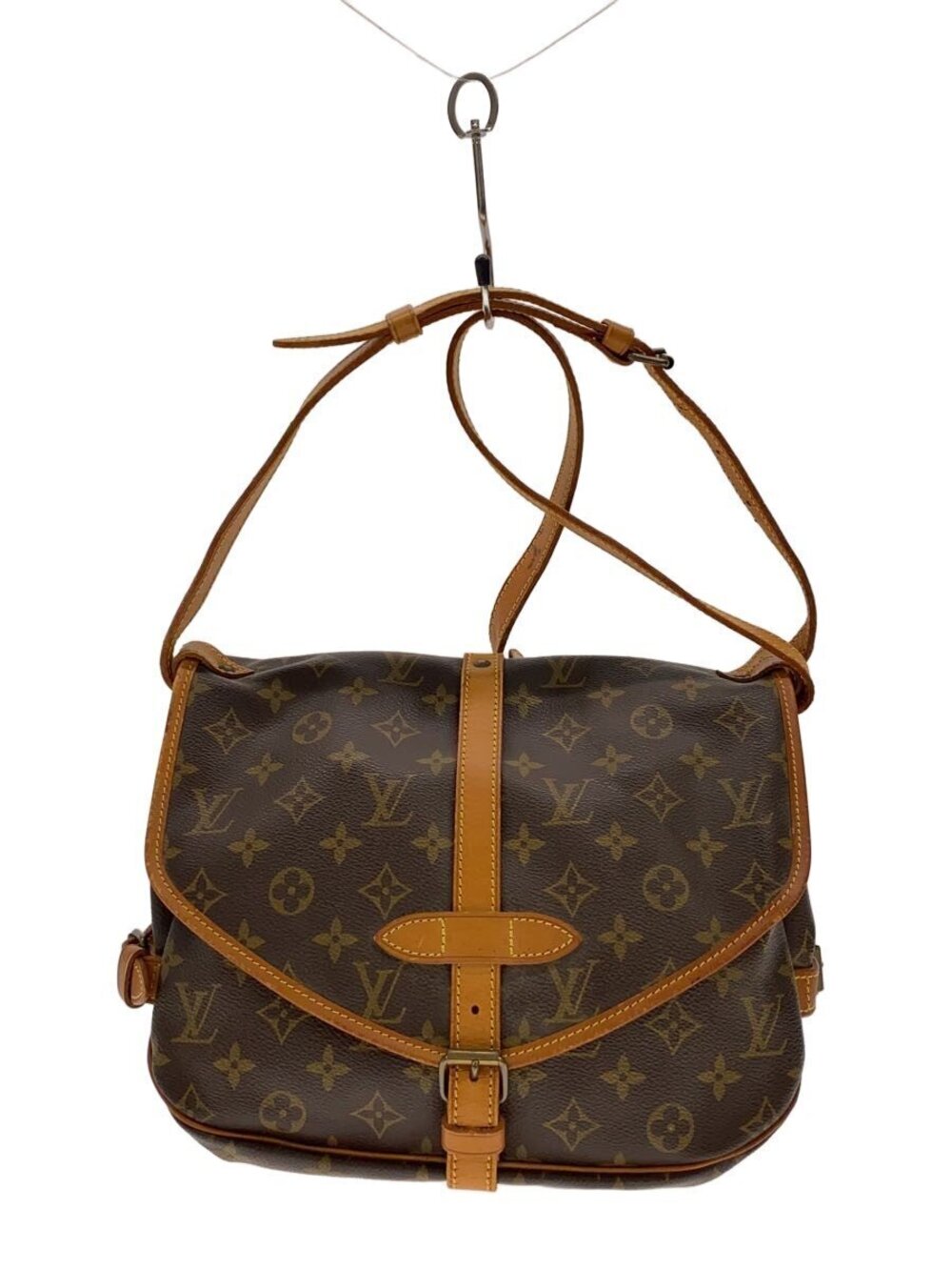 LOUIS VUITTON Saumur Monogram Canvas Shoulder Bag Brown